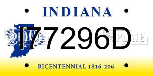 I77296D Indiana License Plate