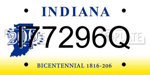 I77296Q Indiana License Plate