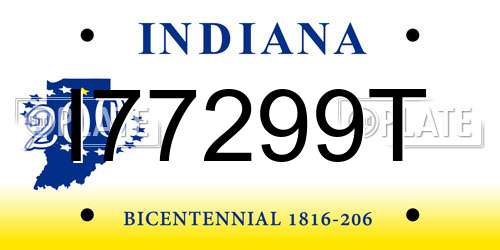 I77299T Indiana License Plate