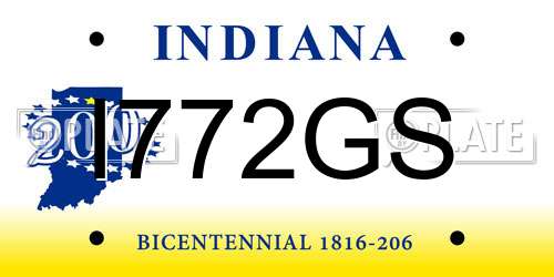 I772GS Indiana License Plate