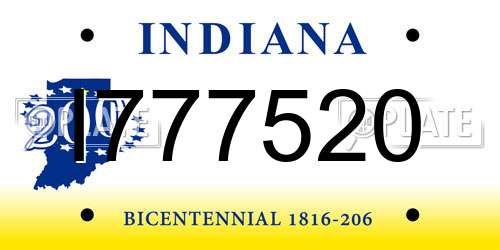 I777520 Indiana License Plate