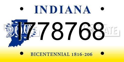 I778768 Indiana License Plate