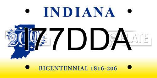 I77DDA Indiana License Plate