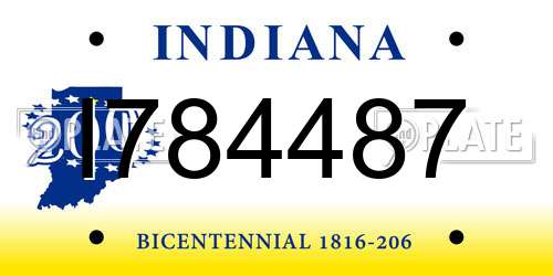 I784487 Indiana License Plate