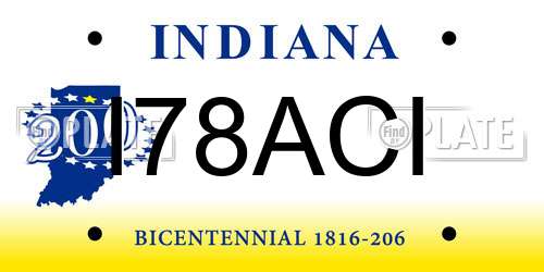 I78ACI Indiana License Plate
