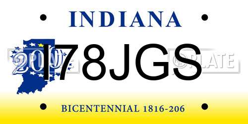 I78JGS Indiana License Plate
