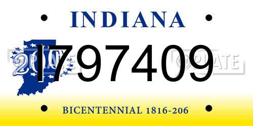 I797409 Indiana License Plate