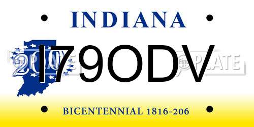 I79ODV Indiana License Plate