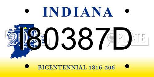 I80387D Indiana License Plate