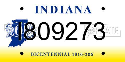 I809273 Indiana License Plate