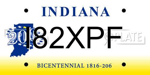 I82XPF Indiana License Plate