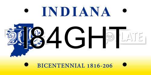 I84GHT Indiana License Plate