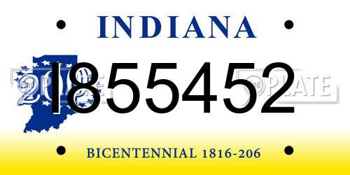 I855452 Indiana License Plate