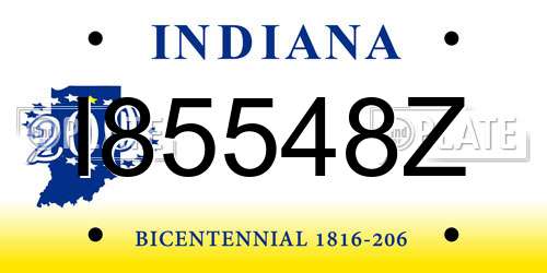I85548Z Indiana License Plate