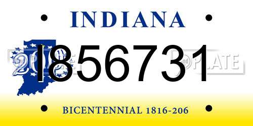 I856731 Indiana License Plate