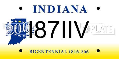 I87IIV Indiana License Plate