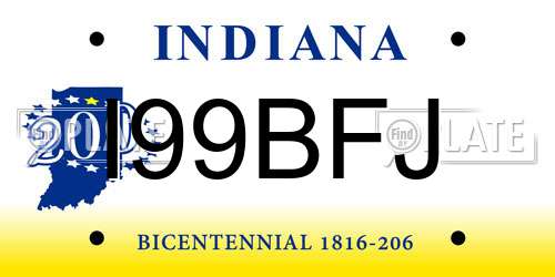 I99BFJ Indiana License Plate