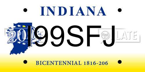 I99SFJ Indiana License Plate