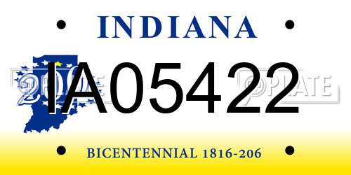 IA05422 Indiana License Plate