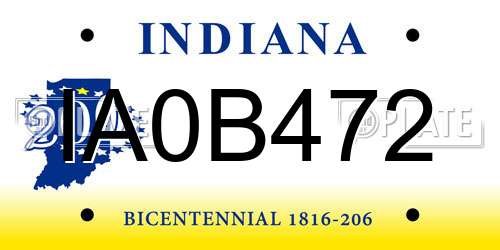 IA0B472 Indiana License Plate