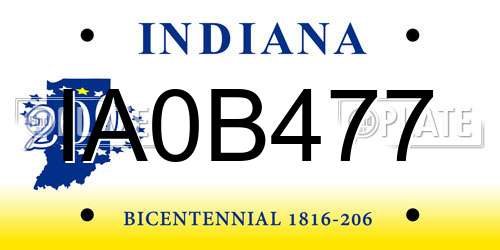 IA0B477 Indiana License Plate