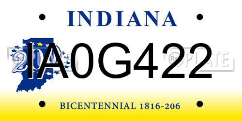 IA0G422 Indiana License Plate