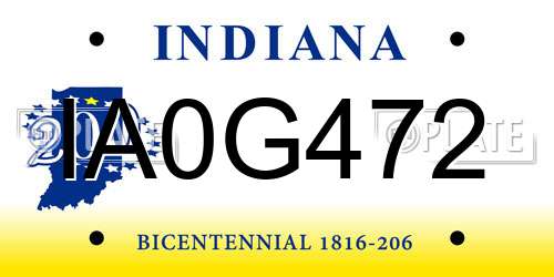 IA0G472 Indiana License Plate