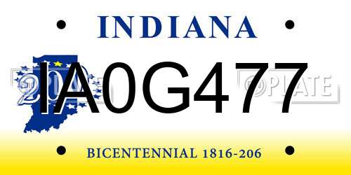IA0G477 Indiana License Plate