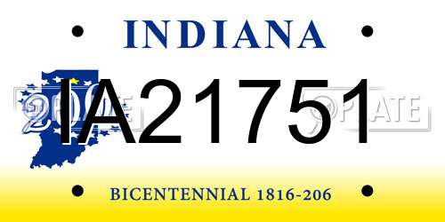 IA21751 Indiana License Plate