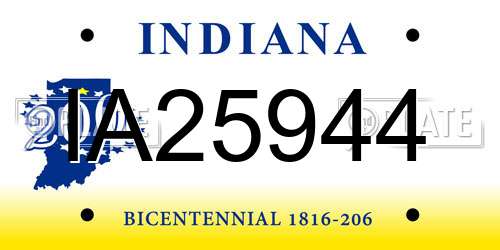 IA25944 Indiana License Plate