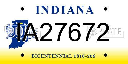 IA27672 Indiana License Plate
