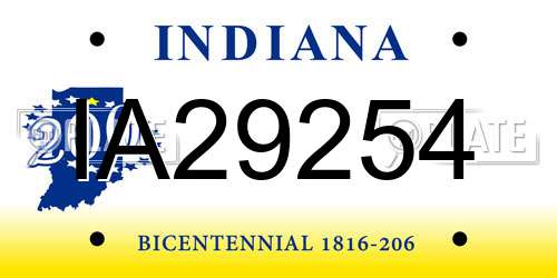 IA29254 Indiana License Plate