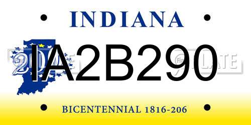 IA2B290 Indiana License Plate