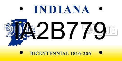 IA2B779 Indiana License Plate