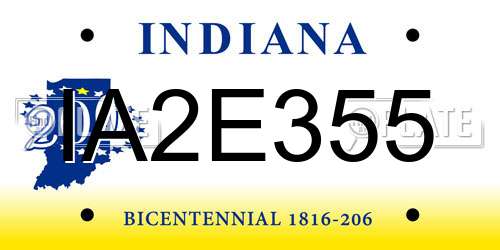IA2E355 Indiana License Plate