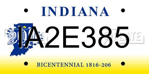IA2E385 Indiana License Plate