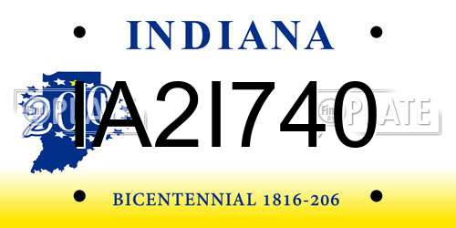 IA2I740 Indiana License Plate