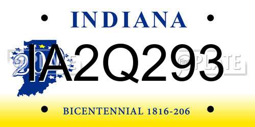 IA2Q293 Indiana License Plate
