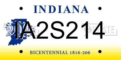 IA2S214 Indiana License Plate