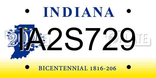 IA2S729 Indiana License Plate