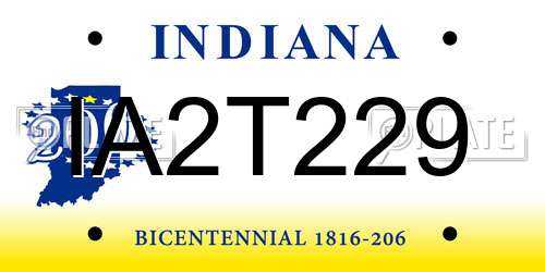 IA2T229 Indiana License Plate