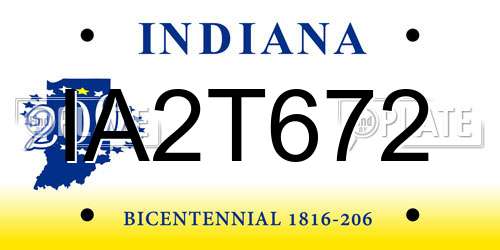 IA2T672 Indiana License Plate