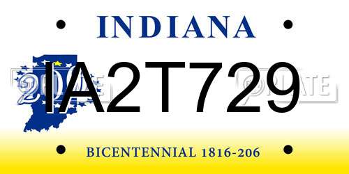IA2T729 Indiana License Plate