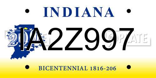 IA2Z997 Indiana License Plate
