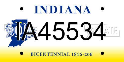 IA45534 Indiana License Plate