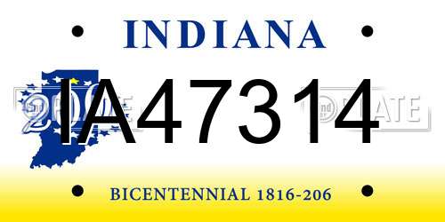 IA47314 Indiana License Plate