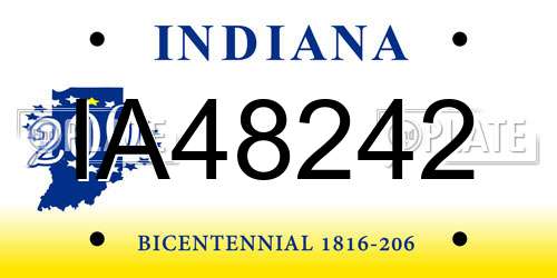 IA48242 Indiana License Plate
