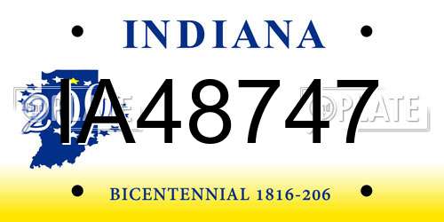 IA48747 Indiana License Plate