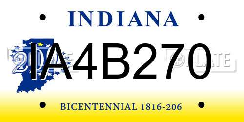 IA4B270 Indiana License Plate