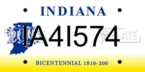 IA4I574 Indiana License Plate